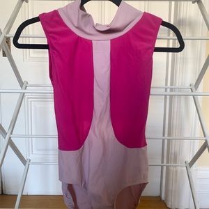 Cool Colorblocked pink mock neck ELEVE leotard